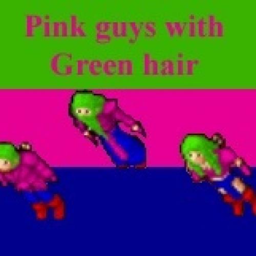 Pink Guys With Green Hair